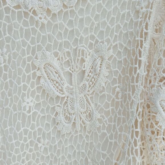 NWT V CRISTINA Natural Woven Knit Butterflies Sheer Top & Sleeveless Lining SM - Picture 8 of 9